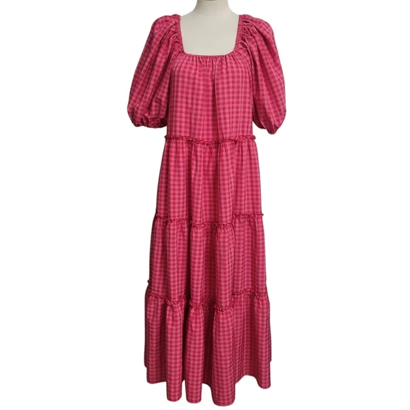 ZOCO EXCLUSIVE Daymaker Dress Pink Gingham Maxi Dress Size S - Picture 6 of 14